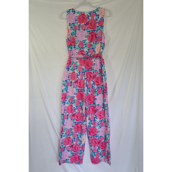 Vineyard Vines Kentucky Derby Run For The Roses Silk Blend Sleeveless Jumpsuit 8 - Picture 5 of 7